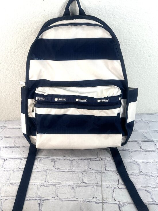 Lesportsac Navy/White Stripped Route Backpack Double Compartment main image 6